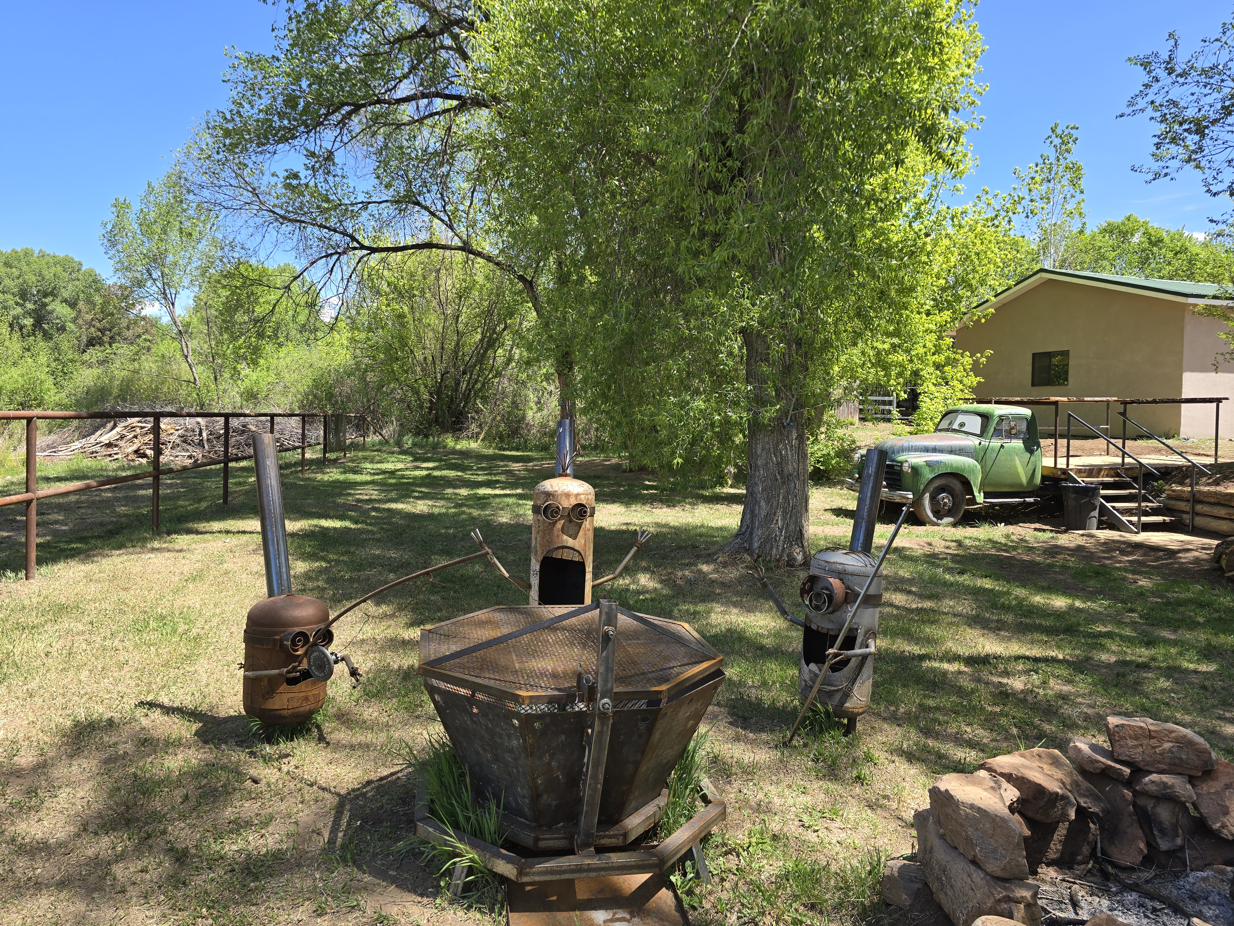 Fire pit area sculptures